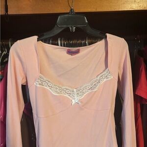 Edikted Blush Pink Chemise with White Lace